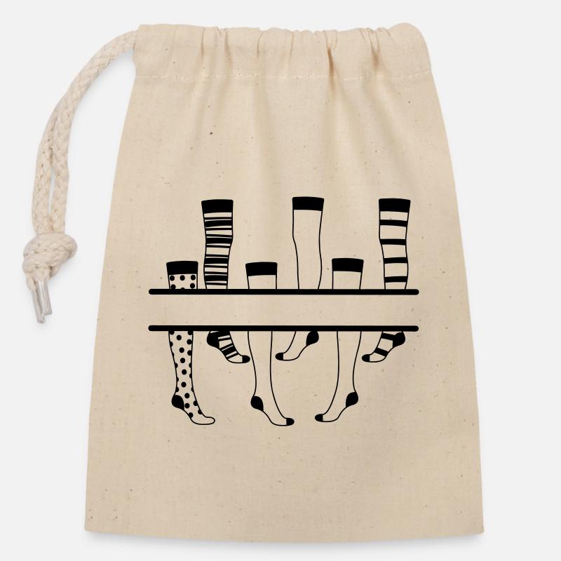 Logo des collants - Sac cadeau en coton avec cordon (14 x 20 cm) - nature