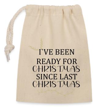 Ready for christmas - Closable cotton gift bag (14x20cm) - nature - Front