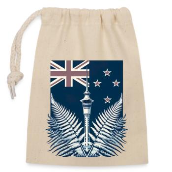 New Zealand Aotearoa Kiwi 12 - Closable cotton gift bag (14x20cm) - nature - Front