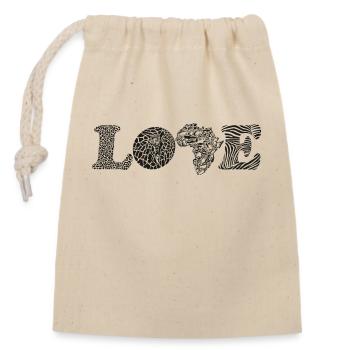 Love africa - Closable cotton gift bag (14x20cm) - nature - Front
