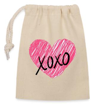 xoxo - Sac cadeau en coton avec cordon (14 x 20 cm) - nature - Devant