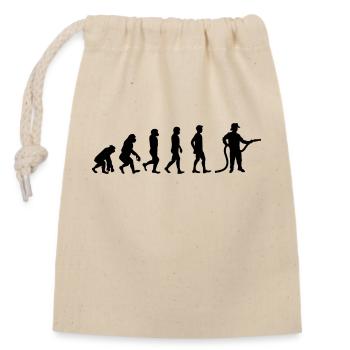 Evolution Feuerwehrmann schwarz - Verschließbarer Geschenkbeutel aus Baumwolle (14x20cm) - Natur - Vorne