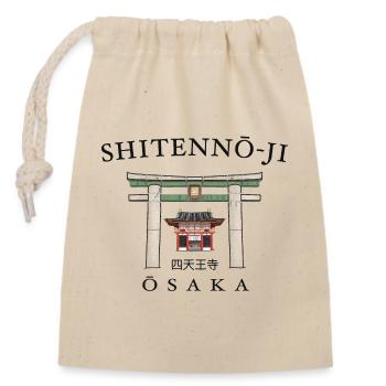 Shitenno-ji à Osaka, Japon Temple dessin à la main - Sac cadeau en coton avec cordon (14 x 20 cm) - nature - Devant