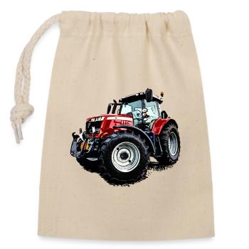 Traktor rot (M F) 6715S - Verschließbarer Geschenkbeutel aus Baumwolle (14x20cm) - Natur - Vorne