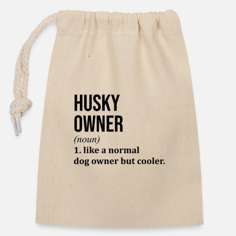 Husky - Closable cotton gift bag (14x20cm) - nature