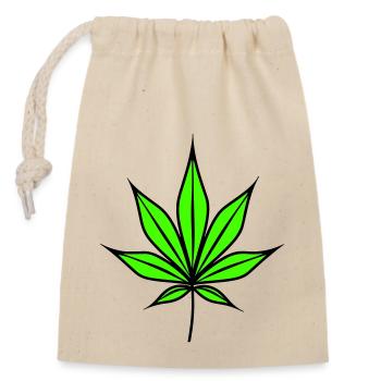 Feuille de chanvre Weed chanvre symbole - Sac cadeau en coton avec cordon (14 x 20 cm) - nature - Devant