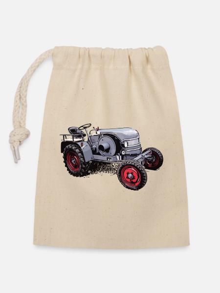 Oldtimer Traktor Kramer K12 - Verschließbarer Geschenkbeutel aus Baumwolle (14x20cm) - Natur