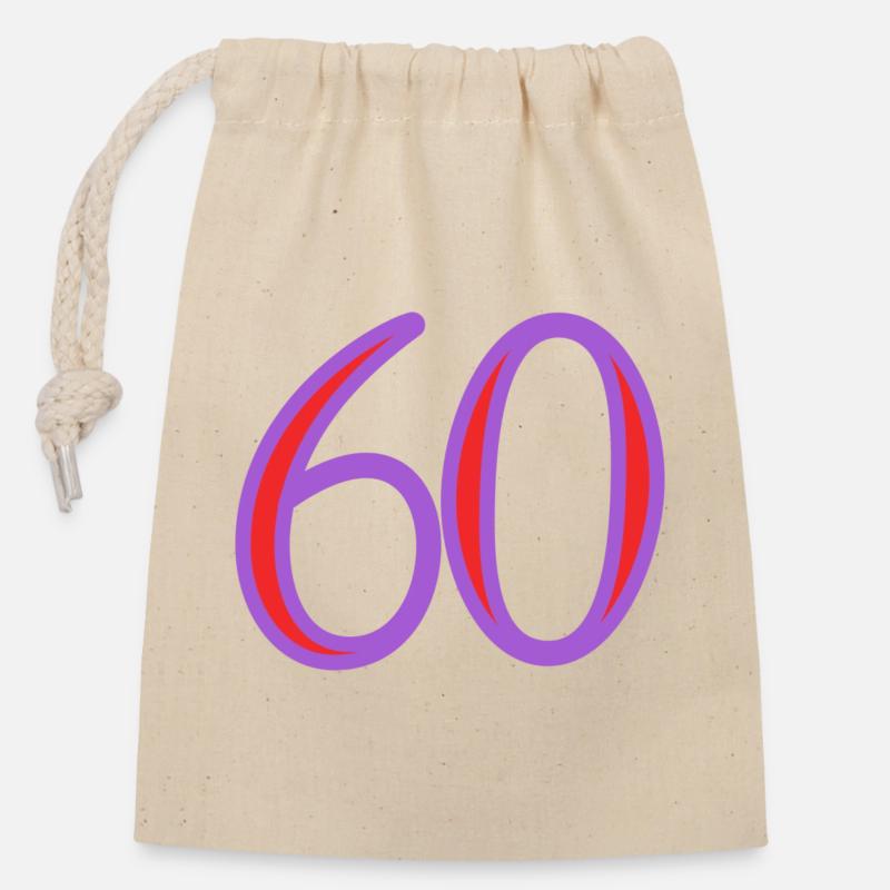 60. 60 YEARS - Closable cotton gift bag (14x20cm) - nature