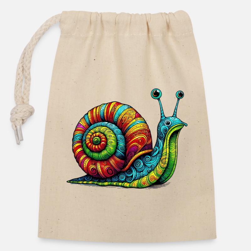 Schnecke - Verschließbarer Geschenkbeutel aus Baumwolle (14x20cm) - Natur