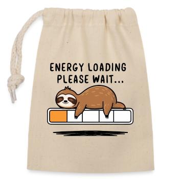 Energetizing Sloth - Entspannung Humor Geschenk - Verschließbarer Geschenkbeutel aus Baumwolle (14x20cm) - Natur - Vorne