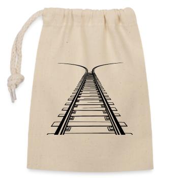 Railway Drawing - Closable cotton gift bag (14x20cm) - nature - Front