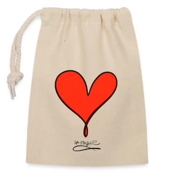 HEART - Closable cotton gift bag (14x20cm) - nature - Front