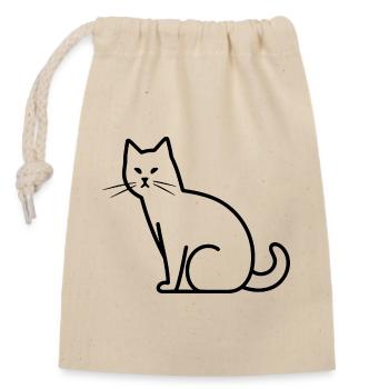 Dessin de chat - Sac cadeau en coton avec cordon (14 x 20 cm) - nature - Devant