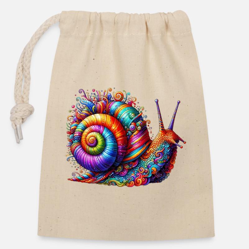Schnecke - Verschließbarer Geschenkbeutel aus Baumwolle (14x20cm) - Natur