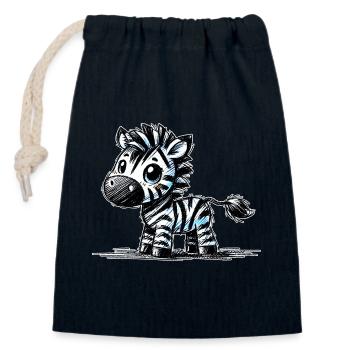 Zèbre - Sac cadeau en coton avec cordon (14 x 20 cm) - bleu marine - Devant