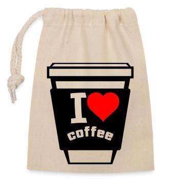 i love coffee 02 - Verschließbarer Geschenkbeutel aus Baumwolle (14x20cm) - Natur - Vorne