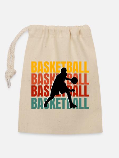 Basketballspieler beim Dribbeln - Verschließbarer Geschenkbeutel aus Baumwolle (14x20cm) - Natur