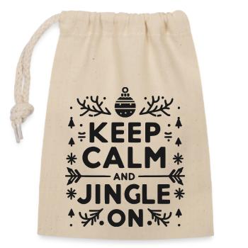 Keep Calm and Jingle On - Closable cotton gift bag (14x20cm) - nature - Front