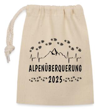 Alpenüberquerung zu Fuß - E5 - Herzschlag - 2025 - Verschließbarer Geschenkbeutel aus Baumwolle (14x20cm) - Natur - Vorne