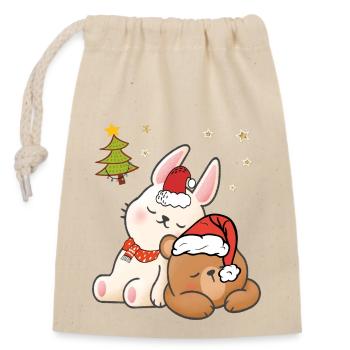 Sapin de Noël - Sac cadeau en coton avec cordon (14 x 20 cm) - nature - Devant