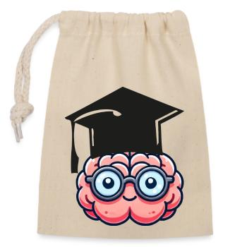 brain comic nerd student - Closable cotton gift bag (14x20cm) - nature - Front