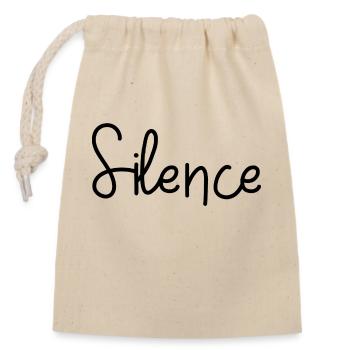 Silence - Closable cotton gift bag (14x20cm) - nature - Front