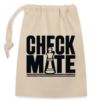 Check Mate für einen Schachspieler - Verschließbarer Geschenkbeutel aus Baumwolle (14x20cm) - Natur - Vorne
