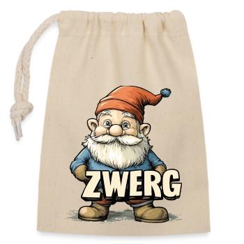 Garden gnome - Closable cotton gift bag (14x20cm) - nature - Front
