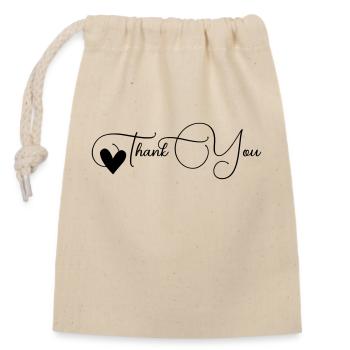 Thank you Font Line - Closable cotton gift bag (14x20cm) - nature - Front