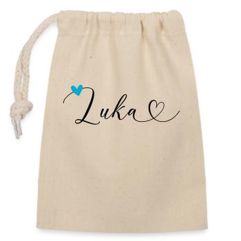 Luka Nom Prénom Calligraphie Coeur - Sac cadeau en coton avec cordon (14 x 20 cm) - nature - Devant