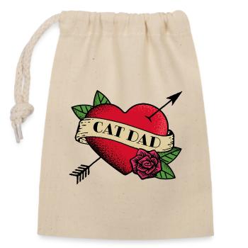 Heart Tattoo Cat Dad - Closable cotton gift bag (14x20cm) - nature - Front