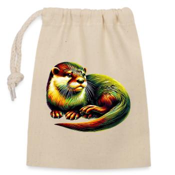 Otter - Closable cotton gift bag (14x20cm) - nature - Front