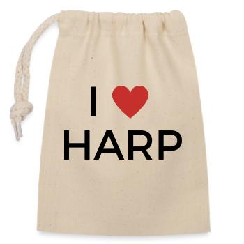 Ich liebe Harfe - I love Harp - Closable cotton gift bag (14x20cm) - nature - Front