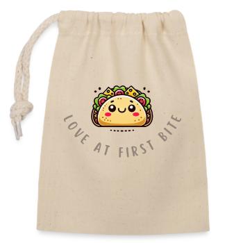 Love at First Bite – Cute Food Shirt - Verschließbarer Geschenkbeutel aus Baumwolle (14x20cm) - Natur - Vorne