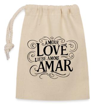 Love Amour Liebe - Universal Love Languages - Closable cotton gift bag (14x20cm) - nature - Front
