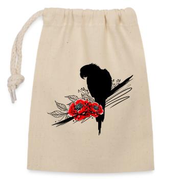 Parrot with peonies – tropical summer look - Closable cotton gift bag (14x20cm) - nature - Front