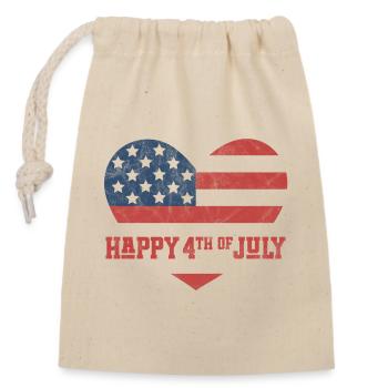 Happy 4th of July - Closable cotton gift bag (14x20cm) - nature - Front
