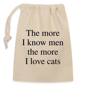 The More I Love Cats - Verschließbarer Geschenkbeutel aus Baumwolle (14x20cm) - Natur - Vorne