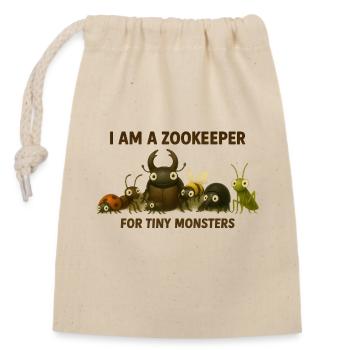 Je suis gardien de zoo – pour les petits monstres - Sac cadeau en coton avec cordon (14 x 20 cm) - nature - Devant