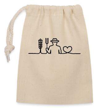 No country without farmers - Closable cotton gift bag (14x20cm) - nature - Front