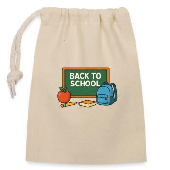 Back to school - Closable cotton gift bag (14x20cm) - nature - Front