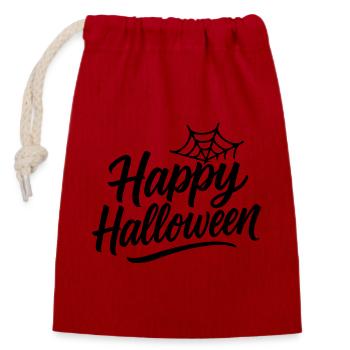 Happy Halloween with spider web design - Closable cotton gift bag (14x20cm) - red - Front