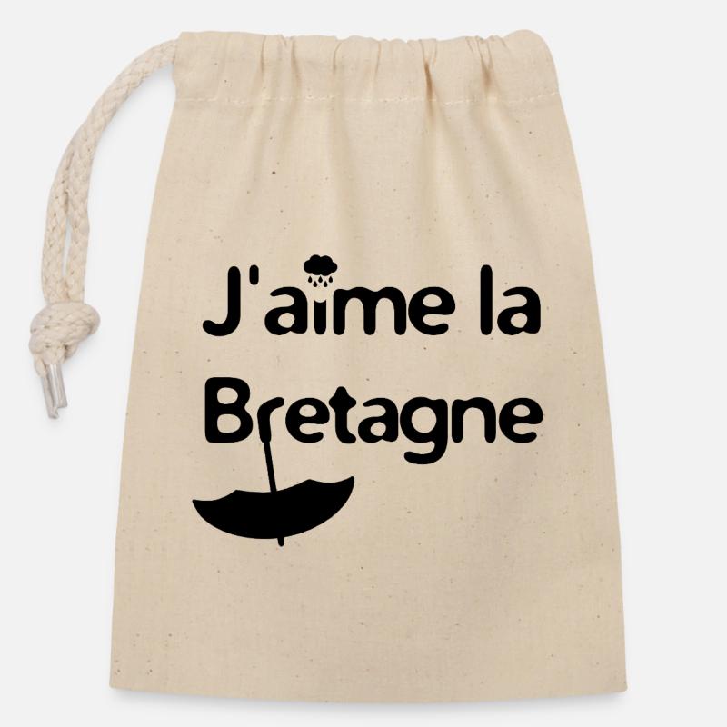 I love Brittany! (black version) - Closable cotton gift bag (14x20cm) - nature
