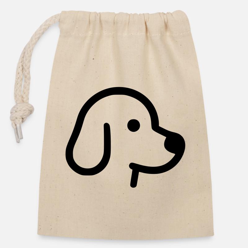 Chien mignon - contour, silhouette - Sac cadeau en coton avec cordon (14 x 20 cm) - nature