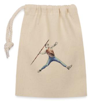 Javelin throw - Closable cotton gift bag (14x20cm) - nature - Front