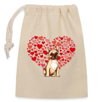chien avec fond de coeur - Sac cadeau en coton avec cordon (14 x 20 cm) - nature - Devant