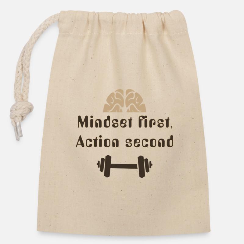 MIndsetFirstActionSecond_20250924 - Sac cadeau en coton avec cordon (14 x 20 cm) - nature
