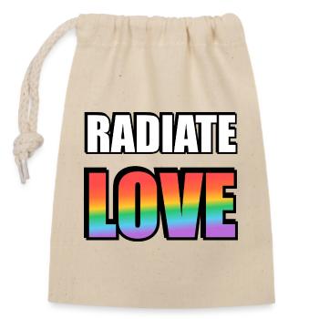 Arc-en-ciel d’amour rayonnant - Sac cadeau en coton avec cordon (14 x 20 cm) - nature - Devant