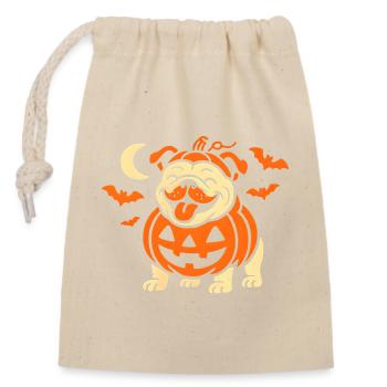 Pumpkin Doggie Fun - Closable cotton gift bag (14x20cm) - nature - Front