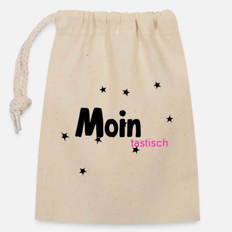 MOINtastisch Neon Pink Schriftzug - Verschließbarer Geschenkbeutel aus Baumwolle (14x20cm) - Natur